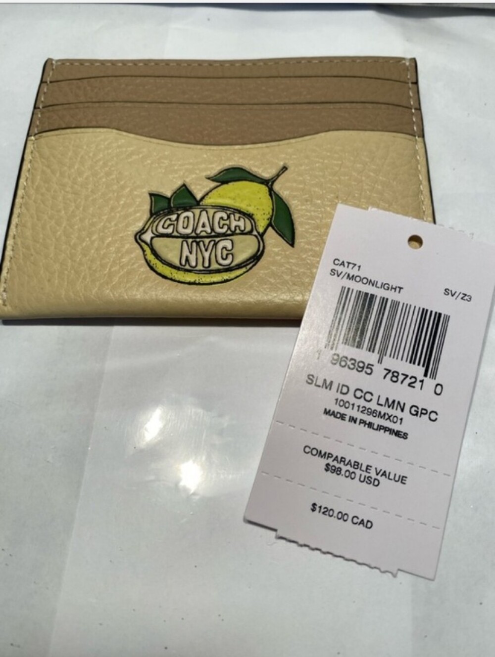 Coach-Slim ID Lemon π NYC Card Case-Card Holder - Picture 4 of 6